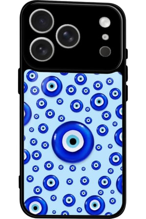 Apple iPhone 17 Pro Max Uyumlu Nazar Boncuğu Tasarımlı Parlak Silikon Kılıf
