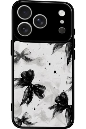 Apple iPhone 17 Pro Max Uyumlu Siyah Kurdele Tasarımlı Parlak Silikon Kılıf
