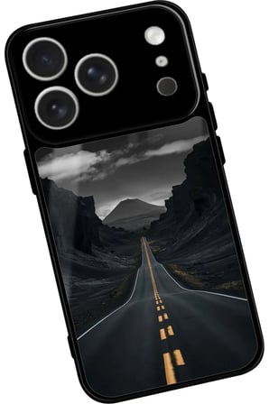 Apple iPhone 17 Pro Max Uyumlu Yol Tasarımlı Parlak Silikon Kılıf