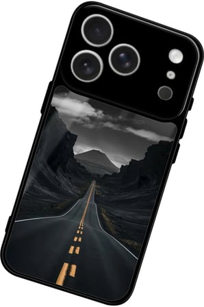 Apple iPhone 17 Pro Max Uyumlu Yol Tasarımlı Parlak Silikon Kılıf