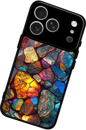 Apple iPhone 17 Pro Max Uyumlu Renkli Taş Tasarımlı Parlak Silikon Kılıf