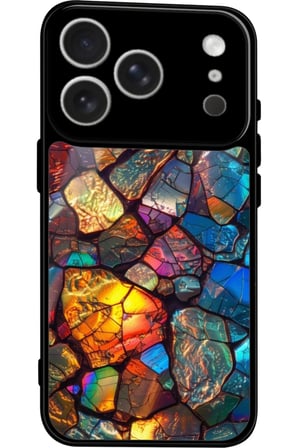 Apple iPhone 17 Pro Max Uyumlu Renkli Taş Tasarımlı Parlak Silikon Kılıf