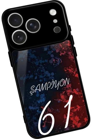 Apple iPhone 17 Pro Max Uyumlu Şampiyon 61 Yazılı Parlak Silikon Kılıf