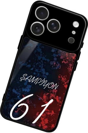 Apple iPhone 17 Pro Max Uyumlu Şampiyon 61 Yazılı Parlak Silikon Kılıf