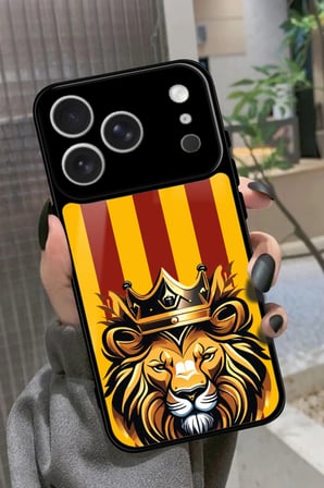 Apple iPhone 17 Pro Max Uyumlu Aslan Tasarımlı Parlak Silikon Kılıf
