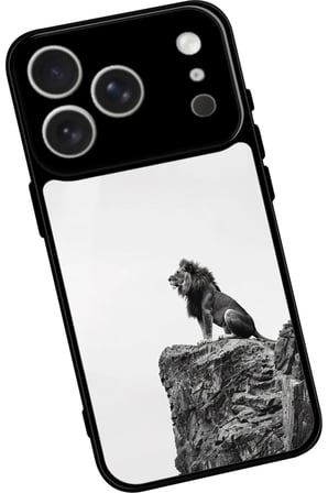 Apple iPhone 17 Pro Max Uyumlu Aslan Tasarımlı Parlak Silikon Kılıf