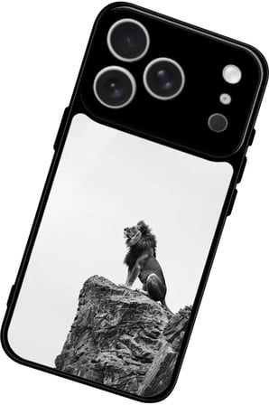 Apple iPhone 17 Pro Max Uyumlu Aslan Tasarımlı Parlak Silikon Kılıf