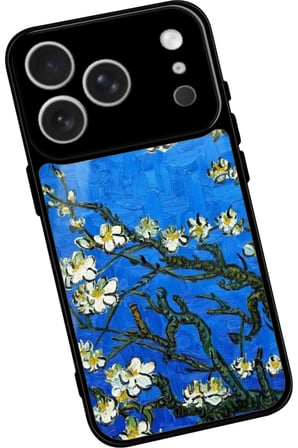 Apple iPhone 17 Pro Uyumlu Van Gogh Mavi Ağaç Tablo Tasarımlı Parlak Silikon Kılıf