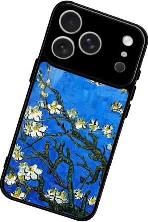 Apple iPhone 17 Pro Uyumlu Van Gogh Mavi Ağaç Tablo Tasarımlı Parlak Silikon Kılıf