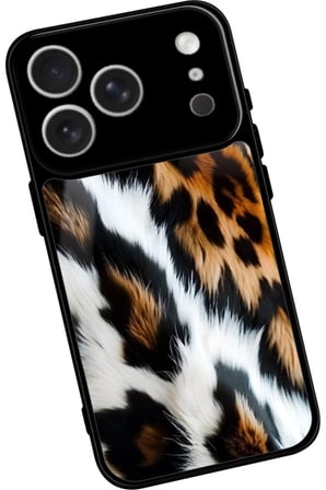 Apple iPhone 17 Pro Uyumlu Kahverengi Leopar Tasarımlı Parlak Silikon Kılıf