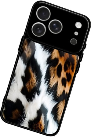 Apple iPhone 17 Pro Uyumlu Kahverengi Leopar Tasarımlı Parlak Silikon Kılıf
