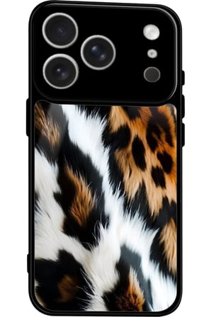 Apple iPhone 17 Pro Uyumlu Kahverengi Leopar Tasarımlı Parlak Silikon Kılıf