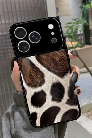 Apple iPhone 17 Pro Uyumlu Kahverengi Leopar Tasarımlı Parlak Silikon Kılıf