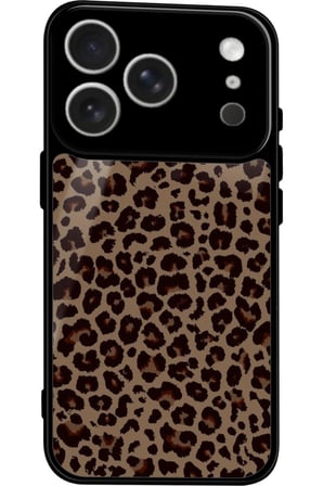 Apple iPhone 17 Pro Uyumlu Kahverengi Leopar Tasarımlı Parlak Silikon Kılıf