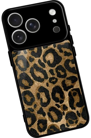Apple iPhone 17 Pro Uyumlu Kahverengi Leopar Tasarımlı Parlak Silikon Kılıf