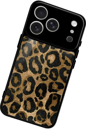 Apple iPhone 17 Pro Uyumlu Kahverengi Leopar Tasarımlı Parlak Silikon Kılıf