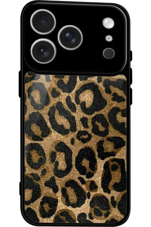 Apple iPhone 17 Pro Uyumlu Kahverengi Leopar Tasarımlı Parlak Silikon Kılıf