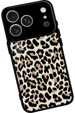 Apple iPhone 17 Pro Uyumlu Kahverengi Leopar Tasarımlı Parlak Silikon Kılıf