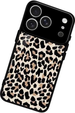 Apple iPhone 17 Pro Uyumlu Kahverengi Leopar Tasarımlı Parlak Silikon Kılıf