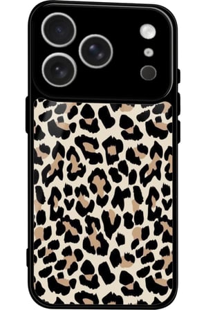 Apple iPhone 17 Pro Uyumlu Kahverengi Leopar Tasarımlı Parlak Silikon Kılıf