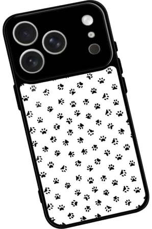 Apple iPhone 17 Pro Uyumlu Siyah-Beyaz Kedi Patisi Tasarımlı Parlak Silikon Kılıf