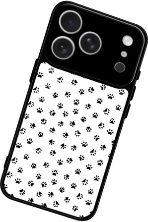 Apple iPhone 17 Pro Uyumlu Siyah-Beyaz Kedi Patisi Tasarımlı Parlak Silikon Kılıf