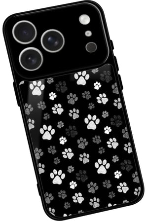 Apple iPhone 17 Pro Uyumlu Siyah-Beyaz Kedi Patisi Tasarımlı Parlak Silikon Kılıf