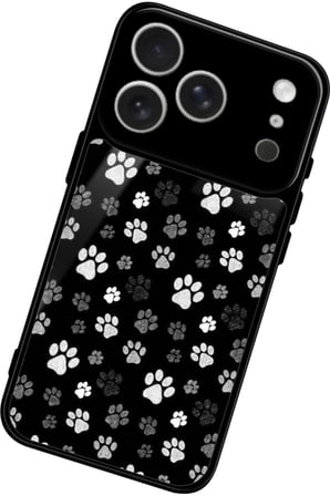 Apple iPhone 17 Pro Uyumlu Siyah-Beyaz Kedi Patisi Tasarımlı Parlak Silikon Kılıf