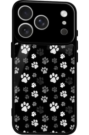 Apple iPhone 17 Pro Uyumlu Siyah-Beyaz Kedi Patisi Tasarımlı Parlak Silikon Kılıf