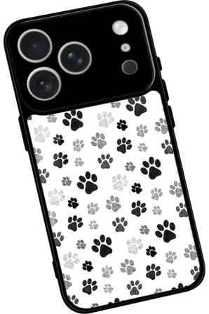 Apple iPhone 17 Pro Uyumlu Siyah-Beyaz Kedi Patisi Tasarımlı Parlak Silikon Kılıf
