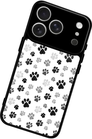 Apple iPhone 17 Pro Uyumlu Siyah-Beyaz Kedi Patisi Tasarımlı Parlak Silikon Kılıf