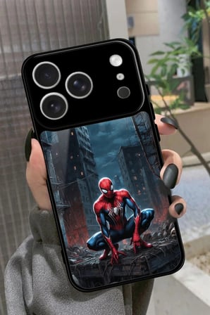 Apple iPhone 17 Pro Uyumlu Örümcek Adam Tasarımlı Parlak Silikon Kılıf