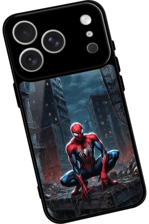 Apple iPhone 17 Pro Uyumlu Örümcek Adam Tasarımlı Parlak Silikon Kılıf