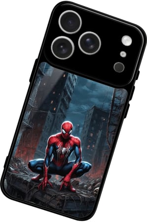 Apple iPhone 17 Pro Uyumlu Örümcek Adam Tasarımlı Parlak Silikon Kılıf