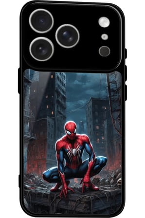 Apple iPhone 17 Pro Uyumlu Örümcek Adam Tasarımlı Parlak Silikon Kılıf