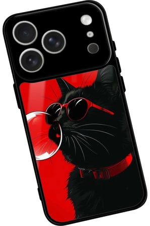 Apple iPhone 17 Pro Uyumlu Kedi Tasarımlı Parlak Silikon Kılıf