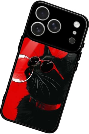 Apple iPhone 17 Pro Uyumlu Kedi Tasarımlı Parlak Silikon Kılıf