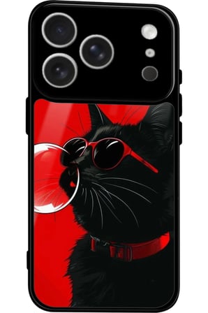 Apple iPhone 17 Pro Uyumlu Kedi Tasarımlı Parlak Silikon Kılıf