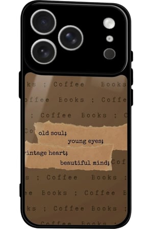 Apple iPhone 17 Pro Uyumlu Kahverengi Poster Tasarımlı Parlak Silikon Kılıf