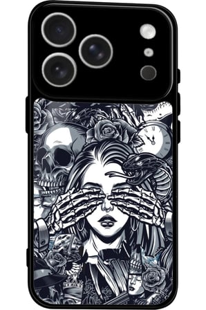 Apple iPhone 17 Pro Uyumlu Kurukafa Posteri Tasarımlı Parlak Silikon Kılıf