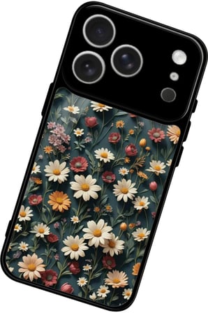 Apple iPhone 17 Pro Uyumlu Karışık Çiçek Tasarımlı Parlak Silikon Kılıf