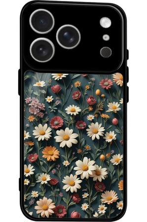 Apple iPhone 17 Pro Uyumlu Karışık Çiçek Tasarımlı Parlak Silikon Kılıf