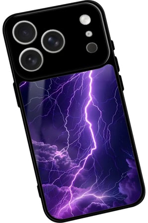 Apple iPhone 17 Pro Uyumlu Mor Şimşek Tasarımlı Parlak Silikon Kılıf