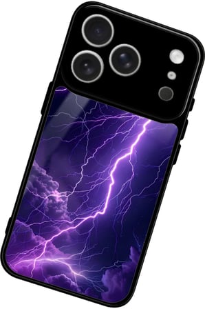 Apple iPhone 17 Pro Uyumlu Mor Şimşek Tasarımlı Parlak Silikon Kılıf
