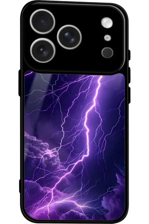Apple iPhone 17 Pro Uyumlu Mor Şimşek Tasarımlı Parlak Silikon Kılıf