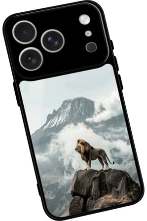 Apple iPhone 17 Pro Uyumlu Aslan Tasarımlı Parlak Silikon Kılıf