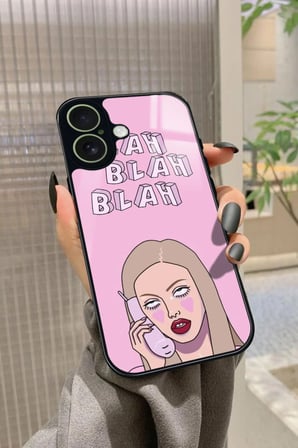Apple iPhone 17 Uyumlu Blah Blah Yazılı Parlak Silikon Kılıf