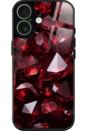 Apple iPhone 17 Uyumlu Bordo Taş Tasarımlı Parlak Silikon Kılıf