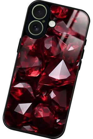 Apple iPhone 17 Uyumlu Bordo Taş Tasarımlı Parlak Silikon Kılıf