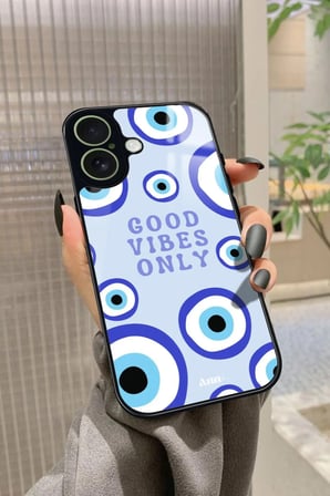 Apple iPhone 17 Uyumlu Motivasyonlu Nazar Boncuğu Tasarımlı Parlak Silikon Kılıf